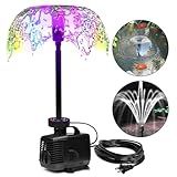 DOMICA 45W LED Pond Pump with Fountain Kit, 792 GPH Submersible Garden Water Fountain Pump, 3000L/H for Waterfall, Hydroponics, Aquariums, Fish Tanks, Indoor Outdoor