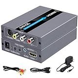 EASYCEL RCA Svideo to HDMI Converter, RCA Composite CVBS AV or Svideo + R/L Audio Input to HDMI Output Upscale Converter, Supports 720P/ 1080P Output Switch for N64, PS2, Wii, DVD