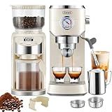 Gevi 20 Bar Espresso Coffee Machine with Burr Grinder Set | 35 Precise Grind Settings | Milk Frother for Latte Cappuccino | Professional Home Barista Kit | Gift for Coffee Lovers