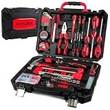 KITLUCK 138-piece Home Tool Kit, Household Hand Repair Tool Set for men, Portable Basic Tool box Set with Tools (Screwdriver, Plier, Wrench, Socket, Harmer, Rule, etc.) for Home and Car