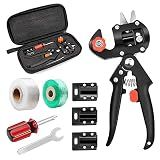 Krewey 2-in-1 Garden Grafting Tools Pruner Kit, V-Graft Omega-Graft and U-Graft, Plant Branch Vine Fruit Tree Cutting Tool Kits Scissors