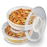 2 Pack 12inch Food Storage Container with Lid and Handle, Reusable 2 Compartments Pizza Slice Storage Container, Round Clear Pie Carrier Leftover Pizza Keeper for Cake Cheesecake Tortilla Pastry