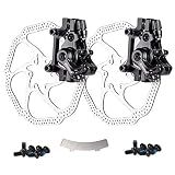 Farbetter Bike Disc Brake Kit, Including Front and Rear Caliper, 160mm Rotor, Mechanic Tool-Free Pad Adjuster for Mountain Bike, Road Cycling, Fixed Gear Bike, MTB, BMX (Black)