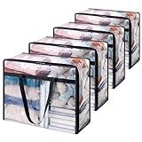 Lifewit 4 Pack Clear Clothes Storage Bags, 40L Plastic Blanket Storage Bag, Vinyl Foldable Moving Bags with Zipper, Closet Organizers and Storage Containers for Bedding, Duvet, Comforter