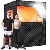 Manastin 2 Person Portable Steam Sauna for Home, 1 or 2 Person Full Body Home Spa with 2 Foldable Chairs,9 Levels of Sauna Tent with Remote Control, (Black, Large)