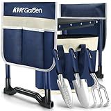 KVR Garden Kneeler and Seat Set 7-Piece Upgraded - Heavy Duty Foldable Bench & Stool with 3 Aluminum Tools, 2 Non-Slip Pouches & Tote Bag - Gardening Chair Gifts for Seniors, Women, Mom