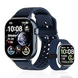 moutarlier GPS Runners Smart Watch with Heart Rate Sensor, Track, Calorie & Step Counting, Sleep & Oxygen Tracking, AMOLED Large Display, 50m Waterproof, Long Battery（Blue）