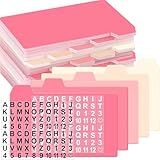 Harloon 52 Pcs Dry Erase Index Card Guide Set Include 50 Index Card Dividers 2 Number Alphabet Sticker with Tabs Photo Dividers for Office Business Back to School Supplies(3 x 5 Inch,Peachy)