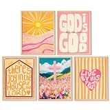 Orange Christian Wall Art Set of 5, Colorful Faith Poster Prints, 8x10 in