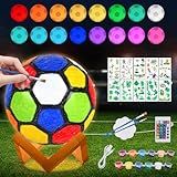 Minleway Paint Your Own Soccer Ball Lamp Kit, 5.9 Inch 16 Colors DIY 3D Soccer Ball Light Remote Control,Art Supplies Birthday Gifts for Friends Kids, Arts Crafts for Girls Boys Ages 6-8 8-12