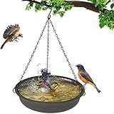 NEECONG Hanging Bird Bath Bird Feeder for Outdside, 12 inch Diameter Bird Bath Tray,Made of PP Material with 15.7 inch Antirust Paint Black Chain for Garden Yard Decoration（Gray）