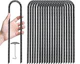 Gtongoko Trampolines Wind Stakes 16 Pack 16 Inch, 0.3 Inch Thick Heavy Duty U Shaped Rebar Tent Stakes Ground Anchors Galvanized Steel Safety Trampoline Anchors for Camping Tents, Soccer Goals