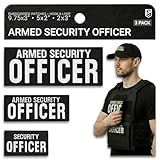 Bluyellow 3-Pack Armed Security Officer Patch Embroidered Armed Security Patch for Vest Jacket Uniform Hat Fits Security Vest for Security Guard Hook and Loop Security Badge Black