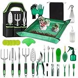 Gardening Tool Set 39 Pieces, Succulent Tools 28 Pieces, 9 Heavy Duty Garden Tools, 39.4 inch Gardening Mat and Garden Tool Bag, Gardening Kit for Indoor and Outdoor, Great Gardening Gift for Mom.