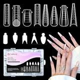 Dual Nail Forms for Poly Gel 312 PCS, 8 Shapes 12 Sizes French Nail Forms Extension Nail Molds and Silicone Reusable Stickers for Manicure Extension Nail Art Design Salon & DIY