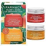 Farmacy Plump + Shine Lip Smoothie Duo - Peptide Lip Balm - Lip Moisturizer & Plumper with Vitamin C - Apple & Mango with High Gloss Finish