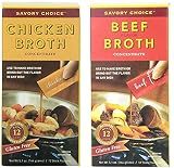 Savory Choice Liquid Chicken and Beef Broth Concentrates, Set of 2 Boxes (One Pack)