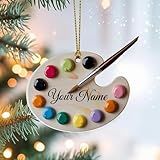 Personalized Color Palette Ornament 2025, Custom Painting Artist Ornaments, Painter Gifts, Art Lover Christmas Ornaments, Art Teacher Gift, Customized Paint Palette Ornament for Creative People #06