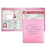 Car Registration and Insurance Holder, 5.5 x 5 Inch PU Leather Vehicle Glove Box Organizer Wallet Case Organizer for Insurance Card, Driver License, Essential Document, Paperwork