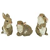 Design Toscano QM92008 Bunny Den Rabbits Indoor/Outdoor Set of Three Garden Animal Statues, 5 Inches Tall, Handcast Polyresin, Full Color Finish