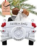 Personalized First Christmas Married Ornament 2026 | 24h Customized, Laser Engraved Couples Christmas Ornaments for Tree | Custom Mr and Mrs Car Newly Weds Keepsake Gift for Couples 2026