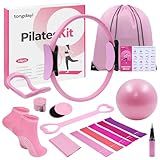 16Pcs Home Pilates Equipment for Women, Pilates Kit with 14'' Pilates Rings, Yoga Ball, Sliding Disks, Pilates Bands & Accessories - Workout Equipment Home Gym Includes Complete Fitness Poster