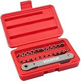 KAIFNT K451 Ultra Low Profile Screwdriver Bit Set with Mini Ratchet Wrench, 1/4-Inch Drive, 23-Piece