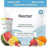 Nectar Hydration Packets - Electrolytes Powder Packets - Sugar Free & 0 Calorie - Organic Fruit Liquid Daily IV Electrolytes Powder for Dehydration Relief and Rehydration (Variety 30 Pack)