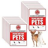 20Pcs in Case of Emergency Please Save Our Pets Stickers - 12.7x10cm Pet Alert Safety Fire Rescue Sticker, Waterproof Strong Adhesive Sticker for Car and Home Windows