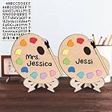 Personalized Art Teacher Desk Name Plate Decor Custom Gifts for Art Teachers, 3D Color Palette Teacher Name Sign, Artists Sign Wood Plaque, Colorful Palette & Paint Brush Painting Arts Lovers Gift -1