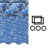 Smartline 24 ft Round Swimming Pool Liner | Stone Harbor | Unibead Style | 52 Inch Wall Height | 25 Gauge Vinyl | for Steel Sided Above Ground Pools | Gasket Kit Included