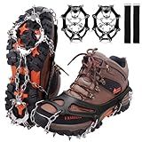 WIN.MAX Crampons for Shoes, Traction Cleats Ice Snow Grips with 19 Stainless Steel Spikes, Shoe Talons Anti - Slip Boots Spikes for Walking, Jogging, Climbing and Hiking (Black, L)