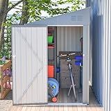 YOPTO 4x7 FT Outdoor Storage Shed,Lean to Lockable Metal Garden Shed Steel with Reinforced Beams,All Weather Waterproof Storage House W/Lockable Door&2 Air Vents,for Backyard,Patio,Lawn,Garden,Gray