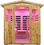 LTCCDSS Full Spectrum Outdoor Sauna 4 Person Plus, Far Infrared Sauna, Low EMF Sauna Room for Home, Low EMF Heaters | Chromotherapys | Bluetooth Speakers | Canadian Hemlock | 73.09 * 48.66 * 83.5 in