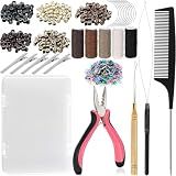 VCAY Complete Hair Extension Tools Kit,500 Silicone Lined Beads with Case