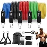 WHATAFIT Resistance Bands Set with Handles - Exercise Bands Home Gym Strength Training Equipment, Includes Door Anchor & Ankle Straps for Full Body Workout Bands, Physical Therapy