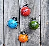 GIFTME 5 Metal Garden Wall Art Decorative Set of 4 Cute Ladybugs Outdoor Wall Sculptures