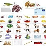 140 Noun Picture-Word Cards, Picture Flashcards Language Builder Visual Aid Speech Development Tool for Autism, ESL Teaching Materials for Adults, Non-Verbal Children Vocabulary Builder for Toddlers