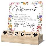 Retirement Gifts for Women - Wooden Block Calendar - Goodbye Going Away Leaving Gifts Acrylic Sign for Coworker Boss Woman, Farewell Moving Away Desk Calendar for Retied for Home Office Essentials