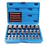 Cenforge 25-Piece Screw Extractor Set, Hex Head Multi-Spline, Easy Out Bolt Extractor Tool, Chrome Molybdenum Alloy Steel Heavy Duty EZ Out Rounded Screw Remover, 1/8" to 1" diameter