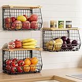 GGIU Wire Fruit Basket for Kitchen Storage: Hanging and Counter Basket for Vegetable Produce - Potato and Onion Storage for Pantry 3 Pack