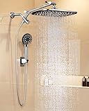 Veken 11.8" Rain Shower Head with Handheld, High Pressure Handheld Shower with Multi Spray Modes, Rainfall Combo with Metal Extension Arm, Detachable Dual Showerhead, Bathroom Decor, Chrome Silver
