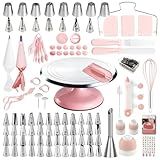 Cake Decorating Kit, 138pcs Cake Decorating Supply with Aluminium Cake Turntable, 64 Numbered Icing Piping Tips, 2 Spatulas, 3 Icing Comb Scraper and Leveller, 32 Piping Bags,cake decorating tool