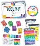Carson Dellosa 30-Piece Be Clever Wherever Grades 4-5 Mathematics Tool Kit, Sticker Chart, Spin Wheel, Counting Cubes, and More Math Manipulatives Covering Multiplication and Fractions