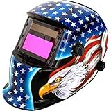 Welding Helmet Auto Darkening : BESTCLUB True Color Solar Powered Hood with Adjustable Shade Range 4/9-13 for Mig Tig Arc Welder Mask (Flag Eagle)