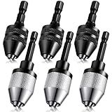 Honoson Keyless Drill Chuck Bit 1/4 Inch Hex Shank Keyless Drill Chuck Fast Change Converter Extension Screwdriver Adapter in 0.3-6.5 Mm, 0.3-3.6 mm for Tool Attachment(6 Pieces)