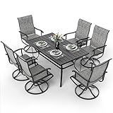 Pamapic 7-Piece Patio Dining Furniture Set with Swivel Chairs, Outdoor Table & 6 Textilene Chairs for Garden, Backyard, Pool, Deck, Gray