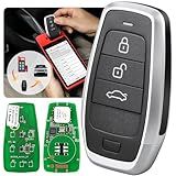 Autel Original Universal Key Fob Replacement, Programmable Blank Key IKEYAT003BL, 3-Button Keyless Entry for 700+ Vehicles, OBD Learning, Dual-Band, 130FT Remote, OE-Quality, Work with KM100 Scan Tool