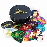 BigDeer 16 pack Celluloid Guitar Picks ，includes Thin,Medium, Heavy & Extra Heavy Picks Plectrums for Acoustic Guitar,Ukulele,Bass Wrapped in tin box