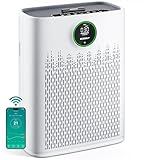 ECOSELF Smart Air Purifier for Home Large Rooms, with WiFi Control, Covers Up to 2400 Ft², Smart Mode, AQI Display, 22dB Sleep Mode & Aromatherapy with 2X-Power Filtration, HAP603WF, Bright White